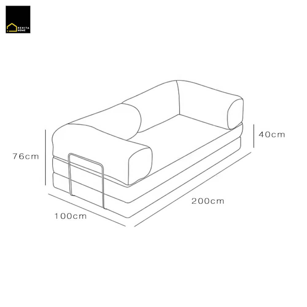โซฟาเบด RENITA HOME รุ่น LEKO 200X100CM. ผ้าลูกฟูกลอนใหญ่ สีน้ำเงิน (608-25)_9